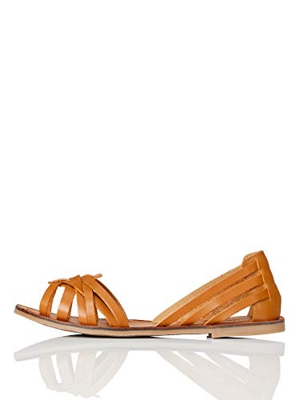 Marca Amazon - FIND Open Toe Hurrache Sandalias de Punta Descubierta, Marrón (Tan), 37 EU