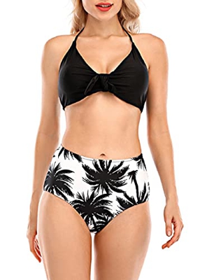 CMTOP Bikini Braga Alta Mujer Traje de Baño de Dos Piezas Conjunto Push up Bikini Playa Conjuntos Brasileño Sexy Tanga Mujer Playa Ropa de Baño (Negro