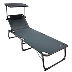 Homecall - Tumbona plegable XXL con parasol, Antracita en oferta