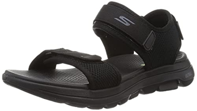 Skechers Go Walk 5, Sandalias de Punta Descubierta Hombre, Negro (Black Synthetic/Trim BBK), 42.5 EU