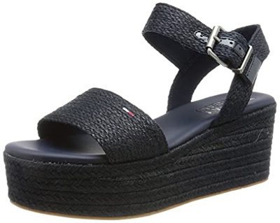 Tommy Jeans Denia 2D1, Sandalias con cuña Mujer, Twilight Navy, 38 EU