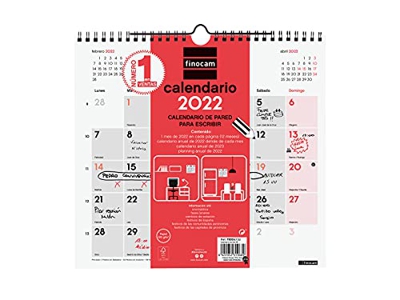 Finocam - Calendario 2022 M - 265x245 mm Neutro de Pared para Escribir Español