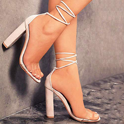 BOLANA Sandalias con Correa en el Tobillo para Mujer Sandalias Casuales Gruesas Transparentes Sandalias de tacón Alto Zapatos de Tiras con Cordones características