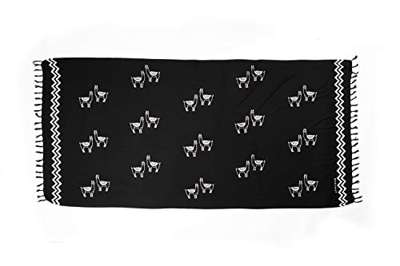 MANUMAR Mujer Pareo opaco, toalla de playa grandes Sarong en nero con motivo llama, XXL sobredimensionado 225x115cm, toalla vestido de verano, bikini 