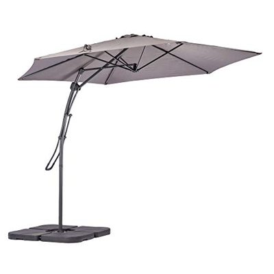 MaxxGarden - Sombrilla para balcón (diámetro 300 cm, incluye funda para sombrilla de color gris)
