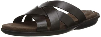 Clarks Ellison Weave, Sandalia Hombre, Piel marrón Oscura, 42.5 EU