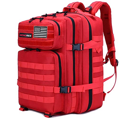 Memories Mochila 45L Tactica Militar Impermeable para Crossfit Caza Senderismo Gimnasio y Deportes al Aire Libre. (Rojo 2)