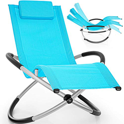 tillvex Tumbona Plegable para Playa, Jardín | Silla Mecedora para Terraza - Reclinable y Regulable | Soporta hasta 180 kg | Impermeable (Azul) en oferta