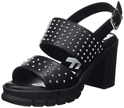 Buffalo Rain, Sandalia con taln Mujer, Negro, 38 EU