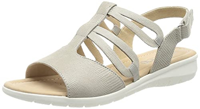 CAPRICE 9-9-28652-26, Sandalias Planas Mujer, Lt Grey Reptil, 38 EU