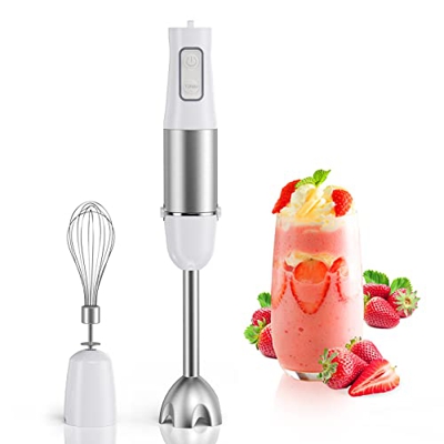 Batidora de Mano 2 en 1, Batidora Eléctrica 1000W con 6 Velocidades y Función Turbo, Brazo de Acero Inoxidable 304 para Hacer Mayonesa, Puré, Sopas y 
