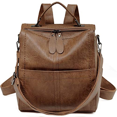 VASCHY Mochila Mujer,Bolso Mochila Antirrobo Mujer Piel Mochilas Universitarias Impermeable Bolsos Bandolera Casual para Escuela Trabajo Viajes (Marró