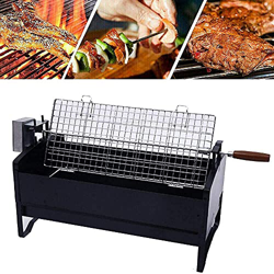Parrilla de carbón para barbacoa, 12 V, automática, giratoria, para barbacoa, acero inoxidable, al aire libre, interior, automático, parrilla, asador, en oferta