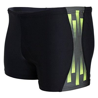 Aquarti Bañador con Rayas en los Laterales para Hombre, Negro/Verde, L