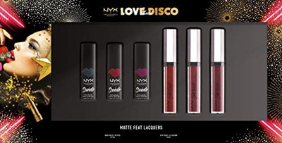 NYX Professional Makeup Set de Maquillaje Matte Feat Lacquer, 3 Pintalabios Suede Matte Lipstick y 3 Slip Tease Full Colour Lip Lacquer, Diferentes to