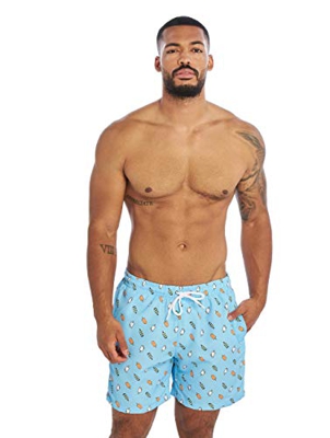 Urban Classics Pattern swim Shorts Bañadores ajustados para hombre, Light Blue/Ice, XXXXXX-Large para Hombre