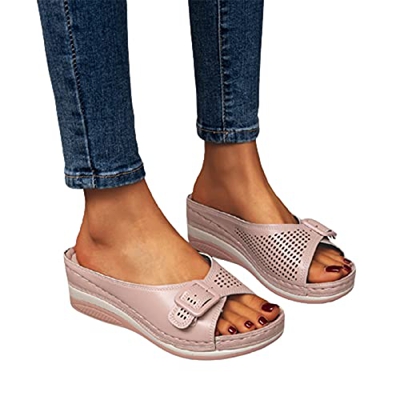 Sandalias para mujer, plantilla suave, ortopédica, soporte de arco para mujer, plataforma de cuña transpirable