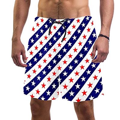 Bañador para Hombre Estrellas Blancas Azules Trajes de Baño Secado rápido Bañadores de natación Impresión Swim Trunks Short de Playa para Piscina Surf