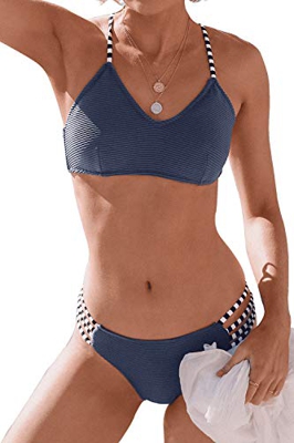 CUPSHE Conjunto de Bikini Tirantes Cruzados Traje de Baño de Dos Piezas, M