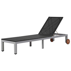 BIGTO - Tumbona con ruedas de acero y ratán de polietileno para exteriores, decoración de patio, color negro, 207 x 70 x 31-88 cm, color negro precio