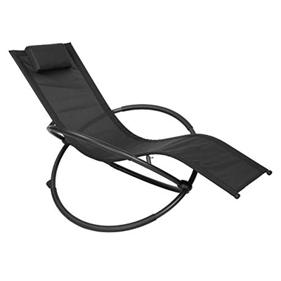 WOLTU Tumbona de Metalica Tumbona para Camping Silla de Relax Silla Mecedora Tumbona para Jardín, Playa, Terraza, Cubierta Transpirable de Textileno, 