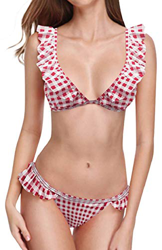 heekpek Traje de Baño Mujer Bikini Sexy con Cuello en V con Volantes Bañador Mujer Dos Piezas Moda de Playa Bikinis Brasileños precio