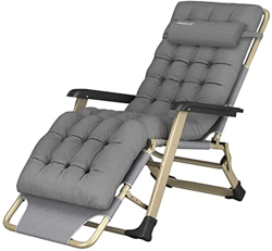 FXBFAG Silla de jardín reclinable Tumbona Plegable para Exterior Sillas reclinables Sillas Zero Gravity con cojín - Patio, Camping, Playa, terraza, Ex precio