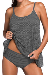 EUDOLAH Mujer Traje de Baño Tejido de Punto en Dos Piezas Verano Tankini Vest + Short de Baño para Playa Piscina Vacaciones Gris-F,M características