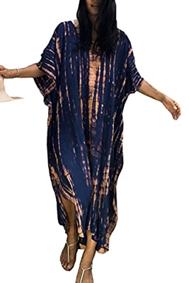 L-Peach Vestido de Playa Caftán Bohemio para Mujer Ropa de Estar Encubrimientos Bata Pareos