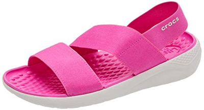 Crocs LiteRide - Sandalias elásticas para mujer, rosa (Rosa Eléctrico/Casi Blanco), 33 EU