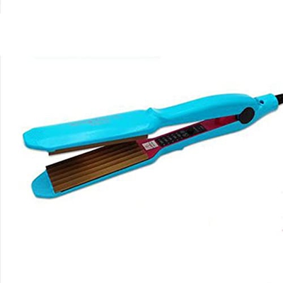 Pro Hair Crimper Curler Iron Anion Curling Wand con Temperatura de 5 velocidades (Azul) EU
