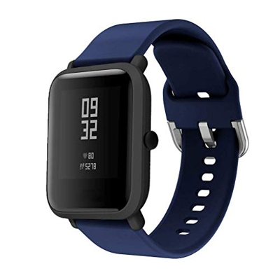 CNBOY Correas de Reloj de Repuesto de Silicona para Xiaomi Huami Amazfit Bip Youth Watch (Azul Oscuro, 20mm)