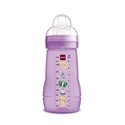MAM Biberón Easy Active Baby Bottle A132 - Biberón con Tetina de Silicona Skinsofttm Ultra Suave, para Bebés a Partir de 2 Meses, Rosa, Esterilizable,