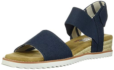 Skechers Desert Kiss-Poppy Bloom, Sandalias de Talón Abierto Mujer, Azul (NVY Black Canvas), 39 EU