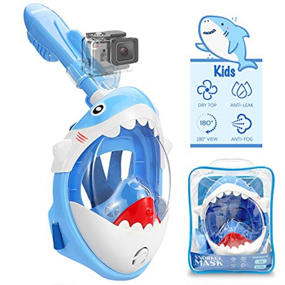 SHENMATE Máscara de Buceo para Niños con Tecnología Antivaho y Antifugas, Máscara de Snorkel con Soporte para Cámara y Campo de Visión de 180°, Nascar