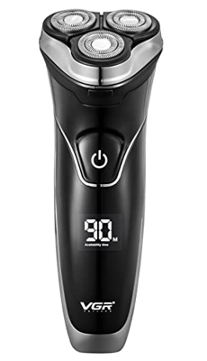 Afeitadora Eléctrica, Maquinilla de Afeitar Rotativa para Hombre Afeitadora Inalámbrica IPX6 Lavable con Recortador Emergente Pantalla LED y Bloqueo d