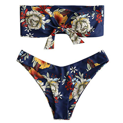 UMIPUBO Traje de Baño Mujer Bikini Bandeau Bañadores Palabra de Honor con Estampado Tropical Conjunto de Tankini 2 PCS Ropa de Baño en oferta