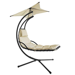 SoBuy Hamaca Beige Tumbona Colgante con toldo sillón balancín jardín Beige OGS39-MI en oferta