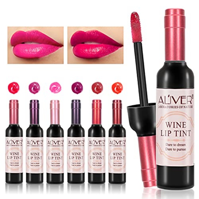 Lápiz labial líquido de vino de 6 colores, brillo de labios hidratante de larga duración, juego de tinte de labios de vino impermeable, lápiz labial l