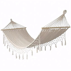 QSWL Hamacas, Persona Grande Hamaca, Columpio For La Macrame con Flecos Deluxe Doble Hamaca Colgante De Interior Neto Oscilación Cómodo (Color : Beige en oferta