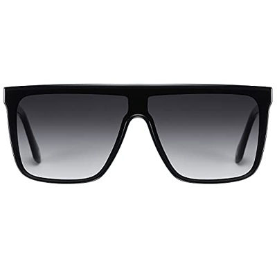 H HELMUT JUST Gafas de Sol Cuadrado Hombre Mujer Grande Rectangulares Montura Ligero de TR90 Lente de Nailon Superior Plana Una Pieza