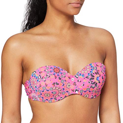 Desigual Biki_Bahamas Parte Superior de Bikini, Rojo, L para Mujer