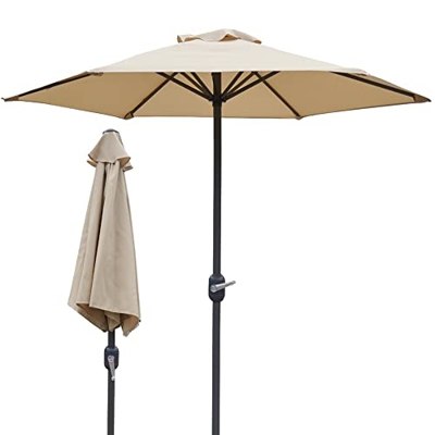 MLYY Sombrilla Sombrilla de Color Caqui con Manivela, Sombrillas de Jardín Plegables, Sombrilla Compacta para Espacios de Patio Al Aire Libre, Ø 7 Pie