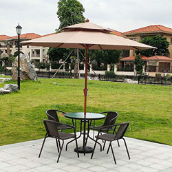 Sombrilla 2 Niveles Sombrilla Exterior con Manivela, 9 Pies Paraguas de Mesa de Mercado Al Aire Libre de Grano de Madera con 8 Costillas Resistentes,  precio