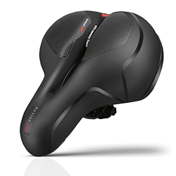 Asiento de Bicicleta, Sillín de Bicicleta Universal Extra Ancho, Cómodo, Amortiguador, Suave, Acolchado, con Banda Reflectante Alta para Hombres y Muj en oferta