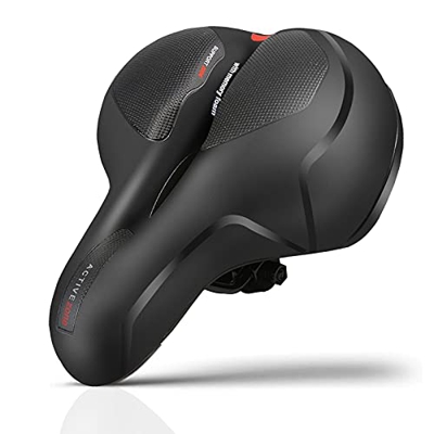 Asiento de Bicicleta, Sillín de Bicicleta Universal Extra Ancho, Cómodo, Amortiguador, Suave, Acolchado, con Banda Reflectante Alta para Hombres y Muj