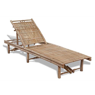 BIGTO - Silla de jardín de bambú para Exteriores, 200 x 65 x (24-87)