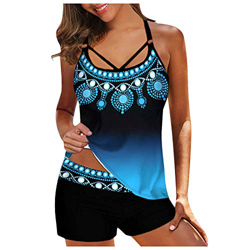 riou Tankini de Dos Piezas para Mujer Estampado Floral Elegante Bañador Push Up Vendaje Vikinis Trajes de baño Bikini Set Tallas Grandes características