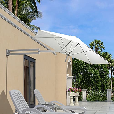 MLYY Sombrilla Paraguas de sombrilla de jardín de Montaje en Pared, Patio al Aire Libre Balcón sombrilla sombrilla con Tilt Polo de Aluminio, Ø 8 pies