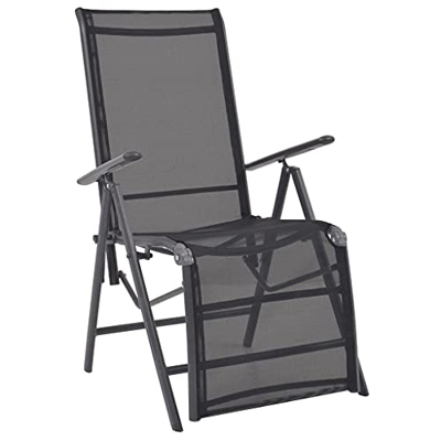 Beyamis Tumbona reclinable de Aluminio y textilene Negro